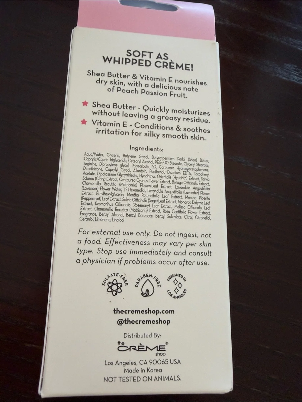 The Crème Shop Peach Passion Moisturizing Hand Crème — Pink